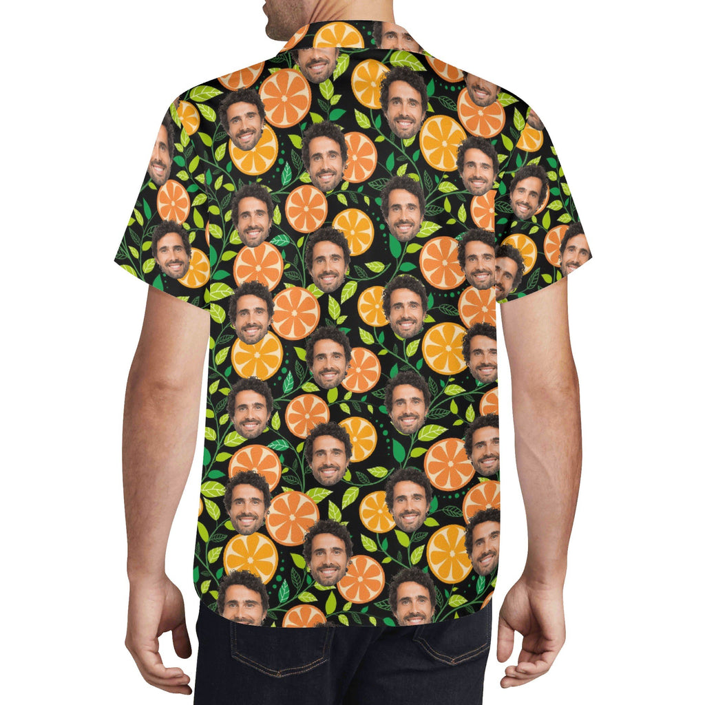 Personalised Add Your Face, Orange Slices Mens Casual Hawaiian Shirt Personalised Hawaiian Shirt Printed Offshore