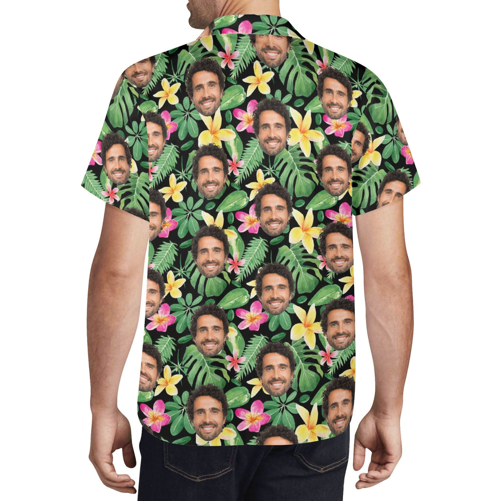 Personalised Add Your Face Frangipani Mens Casual Hawaiian Shirt Personalised Hawaiian Shirt Printed Offshore