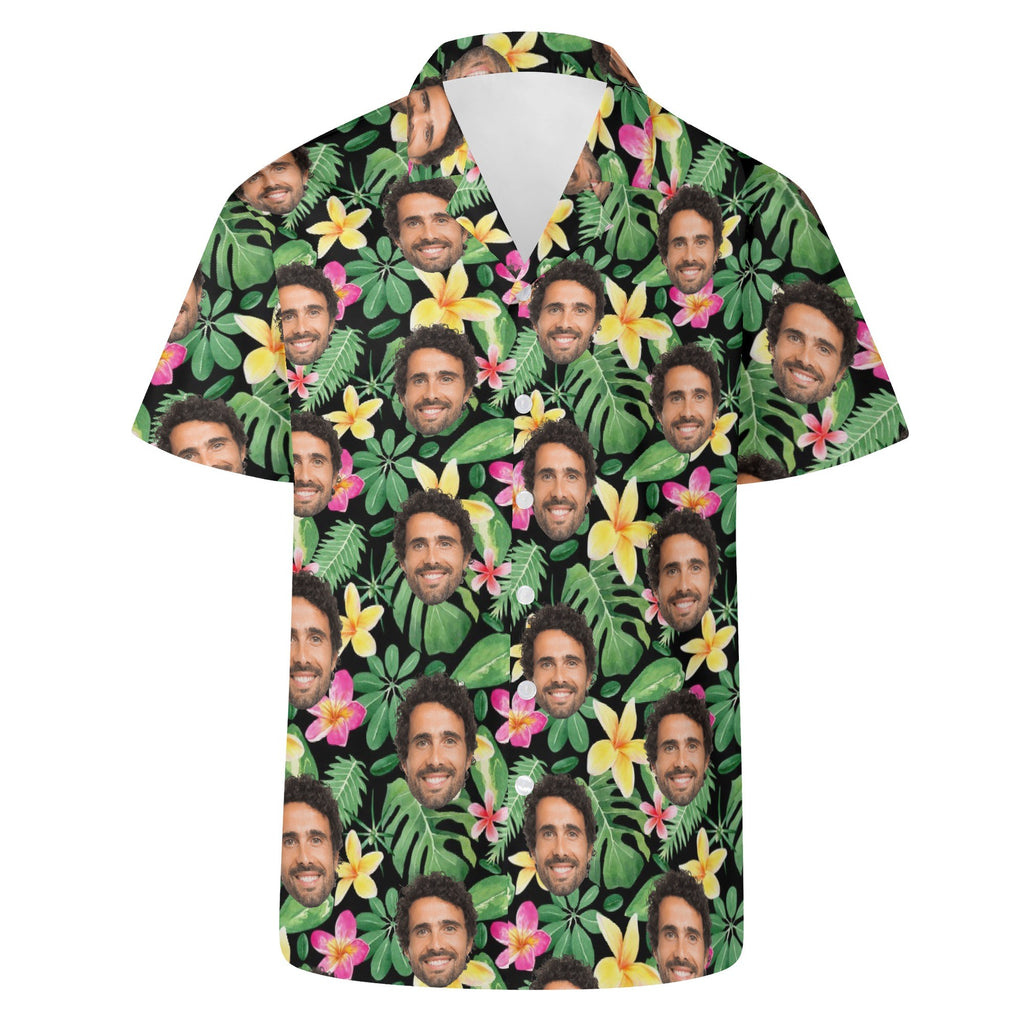 Personalised Add Your Face Frangipani Mens Casual Hawaiian Shirt Personalised Hawaiian Shirt Printed Offshore