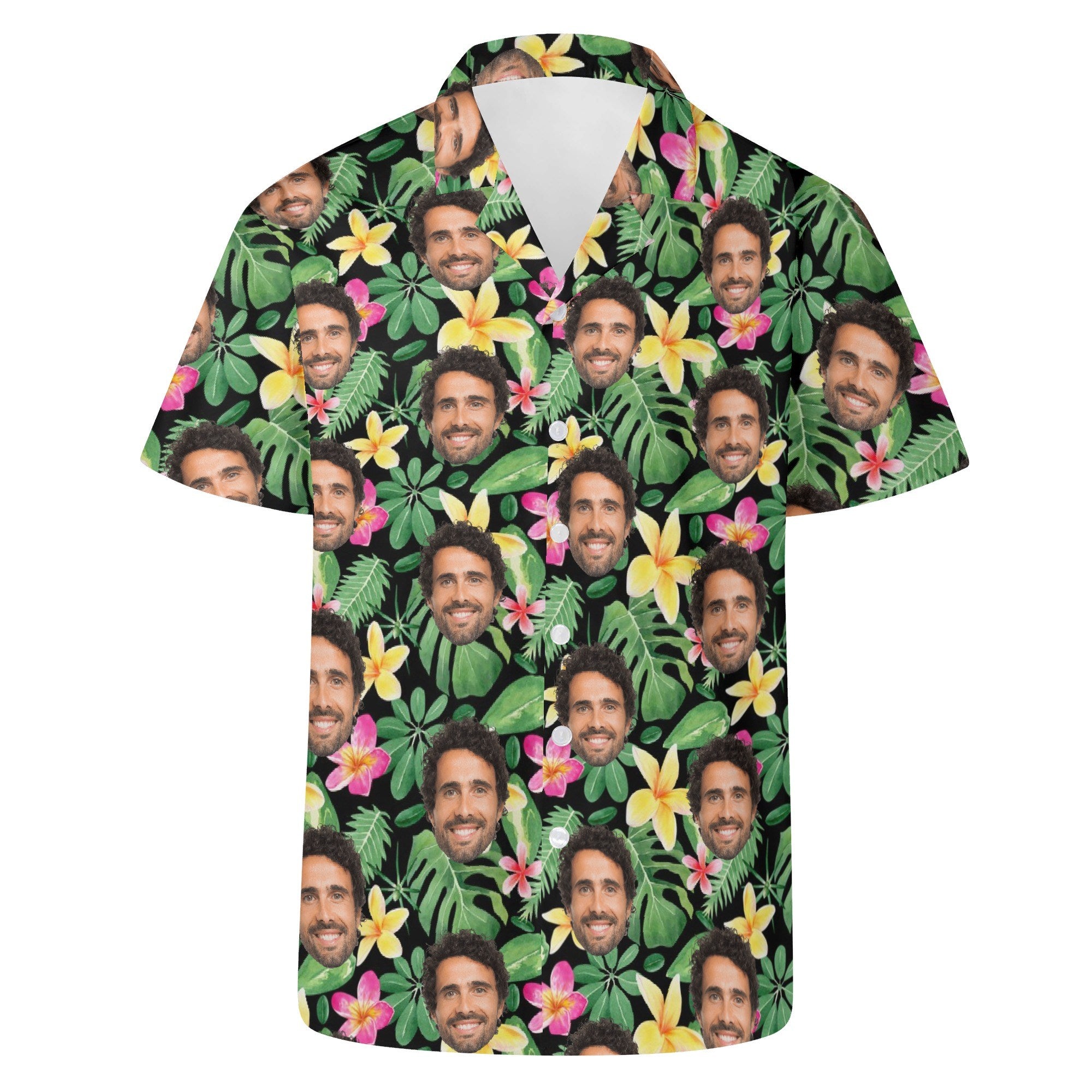 Personalised Add Your Face Frangipani Mens Casual Hawaiian Shirt Personalised Hawaiian Shirt Printed Offshore