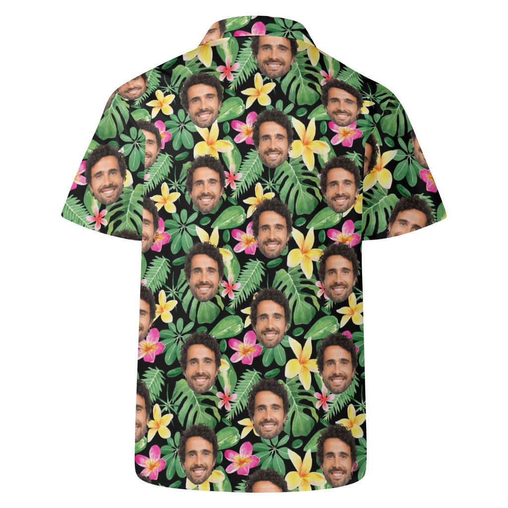 Personalised Add Your Face Frangipani Mens Casual Hawaiian Shirt Personalised Hawaiian Shirt Printed Offshore
