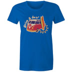 Drive And Surf - Womens T-shirt Bright Royal Womens T-shirt Printed In Australia Summer Surf