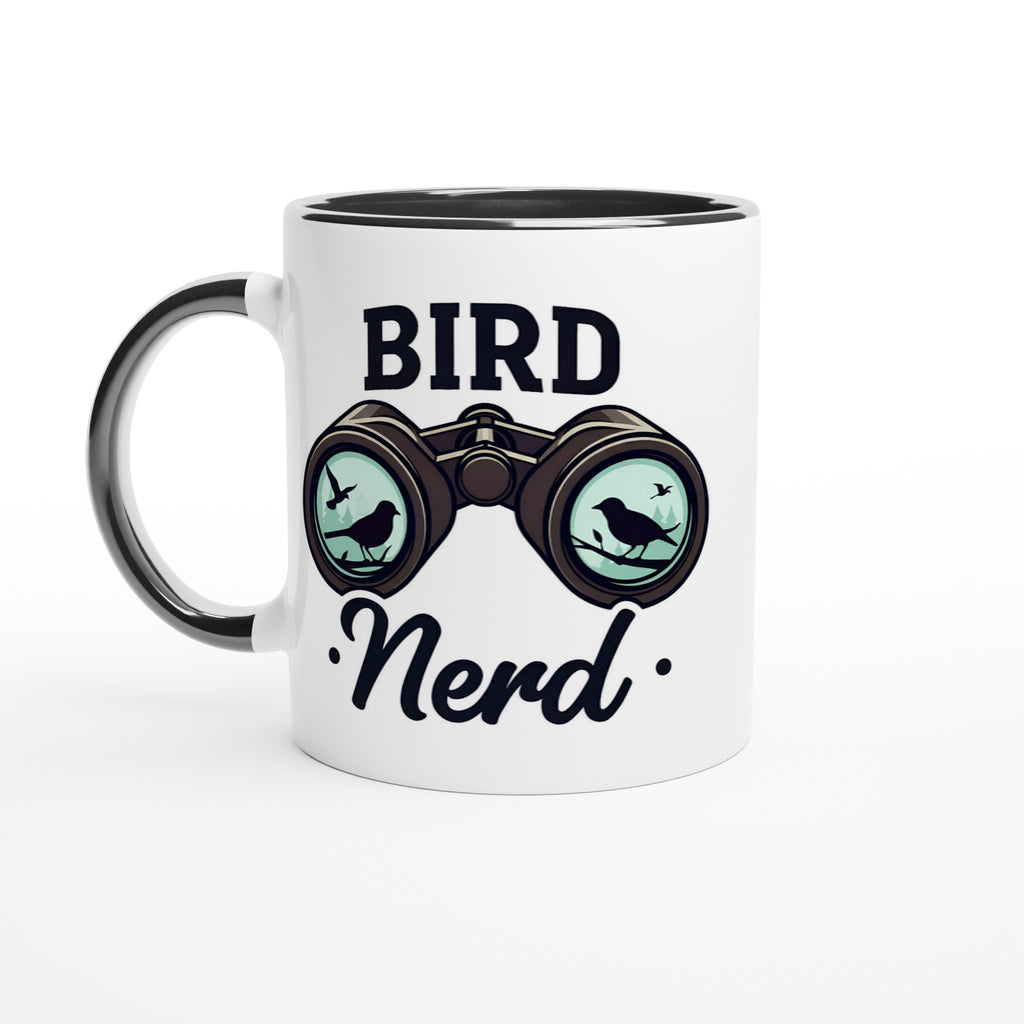 Bird Nerd - White 11oz Ceramic Mug with Colour Inside Ceramic Black Colour 11oz Mug animal Globally Fulfilled