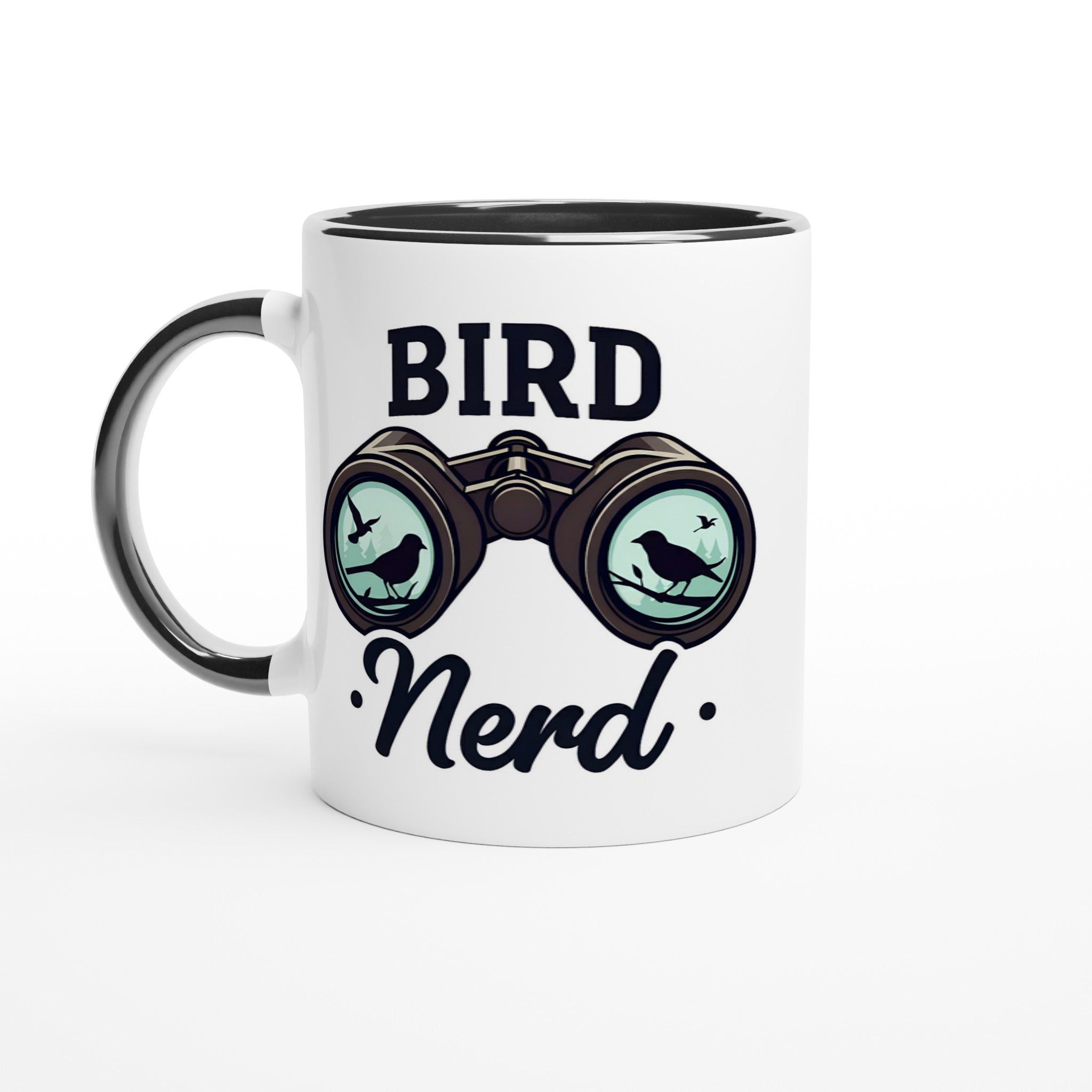 Bird Nerd - White 11oz Ceramic Mug with Colour Inside Ceramic Black Colour 11oz Mug animal Globally Fulfilled
