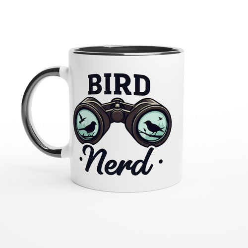 Bird Nerd - White 11oz Ceramic Mug with Colour Inside Ceramic Black Colour 11oz Mug animal Globally Fulfilled