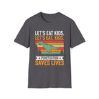Punctuation Saves Lives Dinosaur, Let's Eat Kids Unisex T-shirt Charcoal Unisex Adult T-shirt Globally Fulfilled