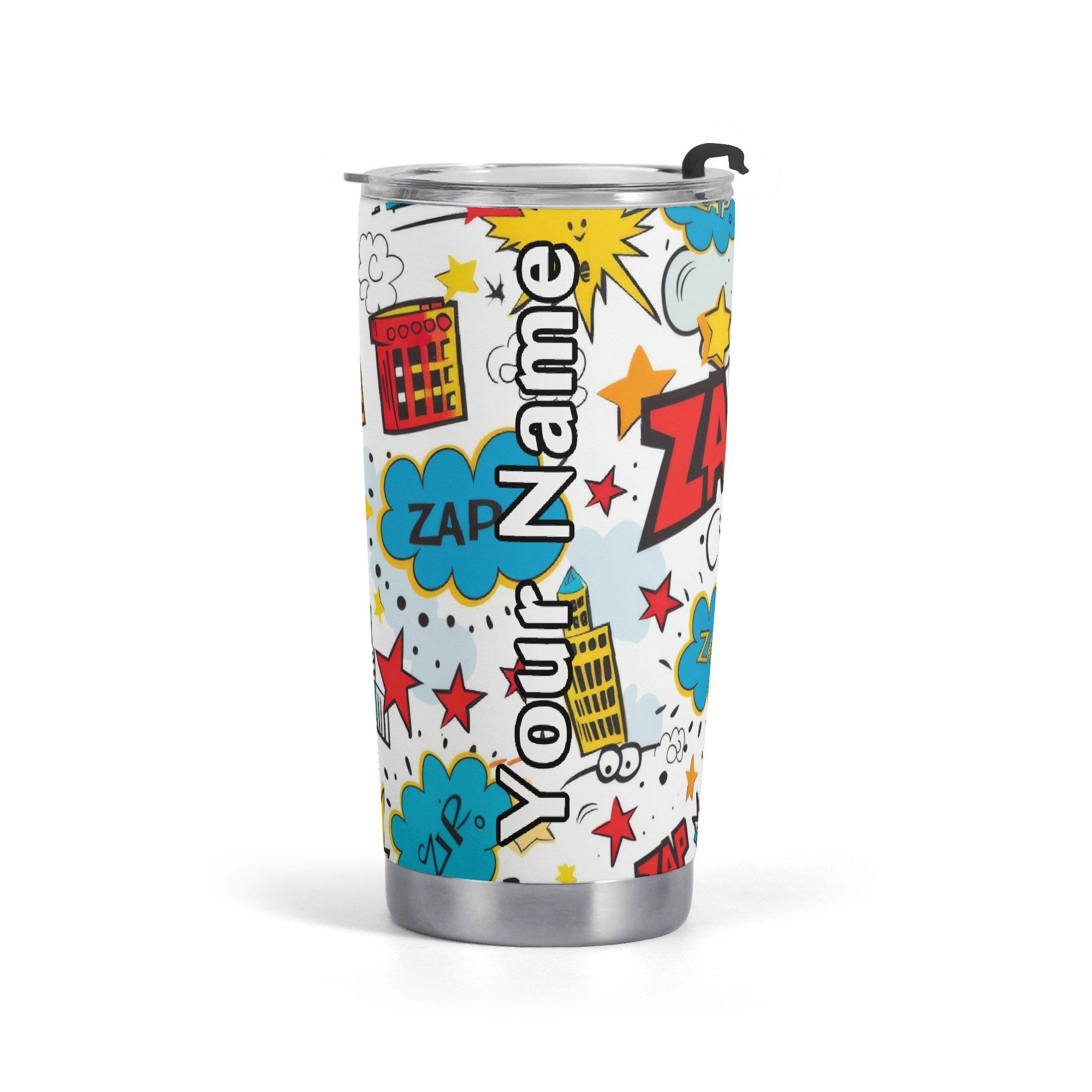 Personalised Comic Book Fun Stainless Steel 20oz Travel Mug Default Title Personalised 20oz Travel Mug comic Printed Offshore