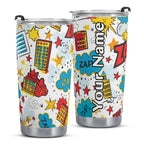 Personalised Comic Book Fun Stainless Steel 20oz Travel Mug Personalised 20oz Travel Mug comic Printed Offshore