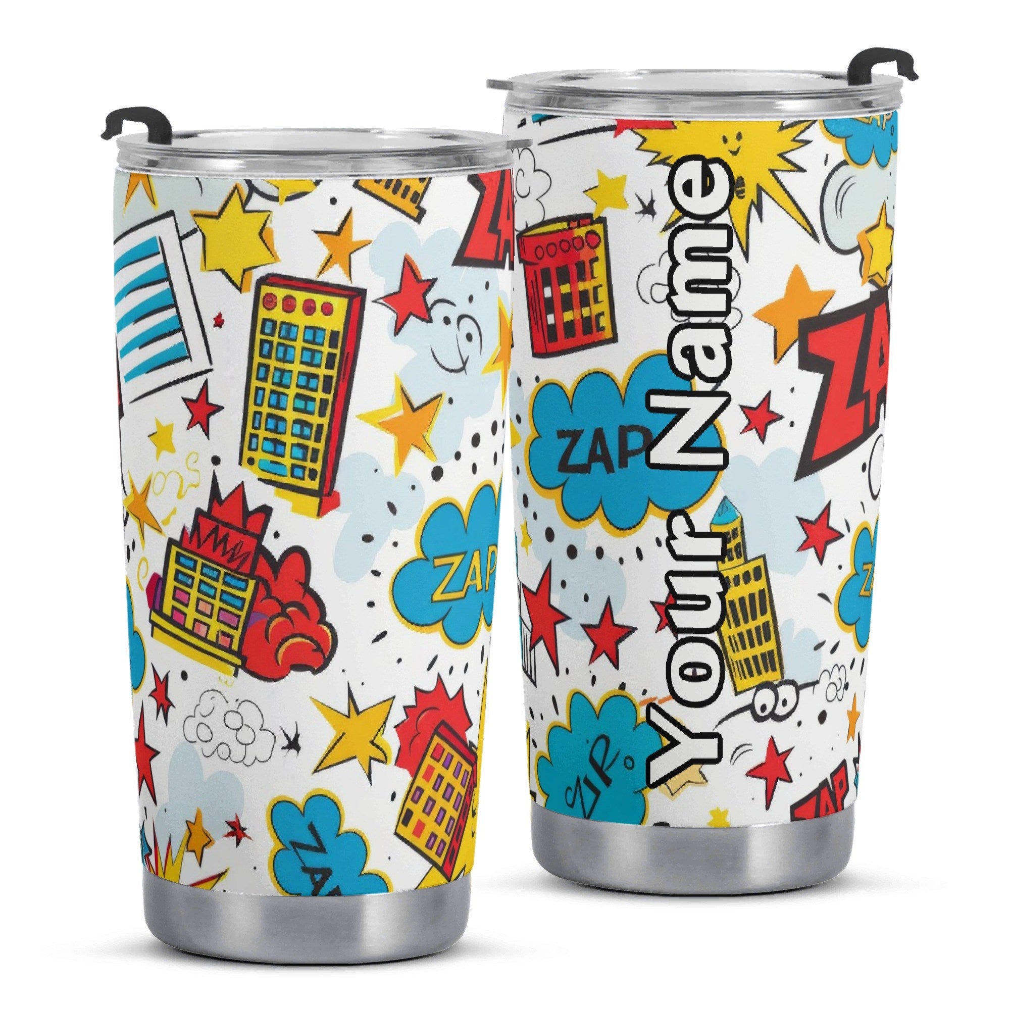 Personalised Comic Book Fun Stainless Steel 20oz Travel Mug Personalised 20oz Travel Mug comic Printed Offshore