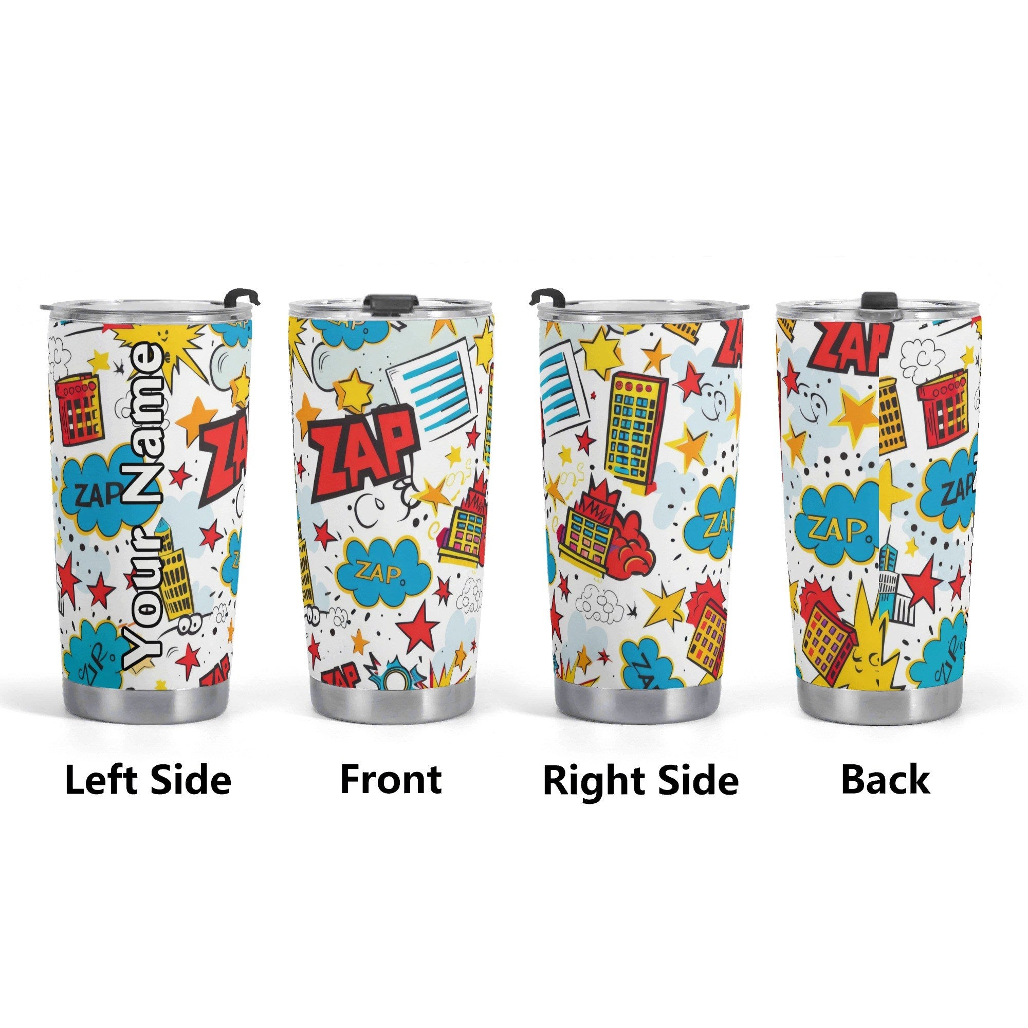 Personalised Comic Book Fun Stainless Steel 20oz Travel Mug Personalised 20oz Travel Mug comic Printed Offshore