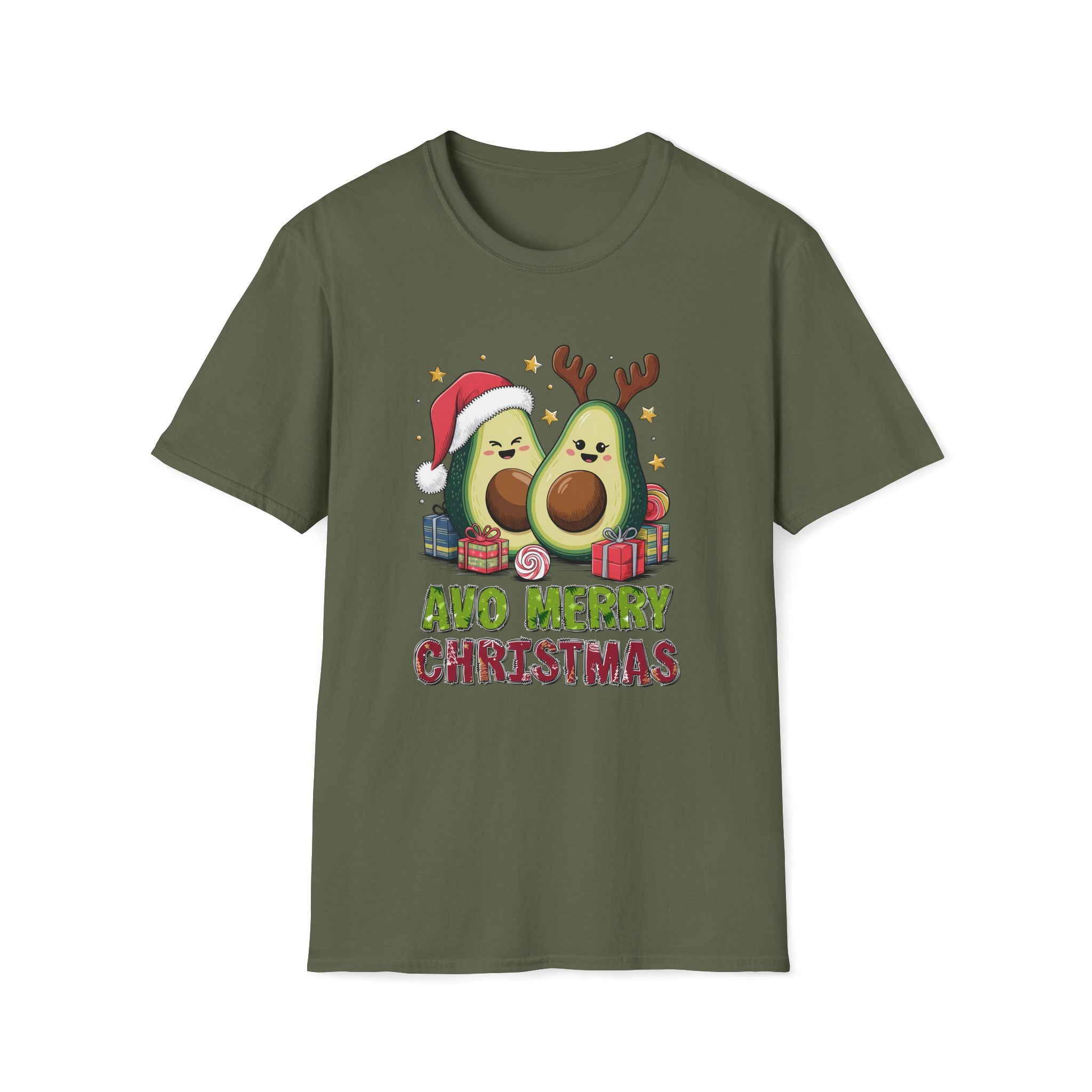 Avo Merry Christmas, Avocado - Unisex Softstyle T-Shirt
