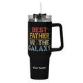 Personalised Best Father In The Galaxy 40oz Stainless Steel Tumbler Gift With Black Handle and Straw Default Title Personalised Tumbler With Handle customise Dad personalise Printed Offshore