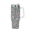 Personalised Animal Print In Colour 40oz Stainless Steel Tumbler Gift With White Handle and Straw Default Title Personalised Tumbler With Handle Printed Offshore