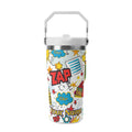 Personalised Comic Book Zap 20oz Stainless Steel Tumbler Screw On Lid With Straw Default Title Personalised 20oz Tumbler with Top Handle comic customise personalise Printed Offshore