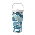 Personalised Ocean Waves 20oz Stainless Steel Tumbler Screw On Lid With Straw Default Title Personalised 20oz Tumbler with Top Handle Ocean Printed Offshore Surf