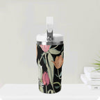 Personalised Tulips 20oz Stainless Steel Tumbler Screw On Lid With Straw Personalised 20oz Tumbler with Top Handle Globally Fulfilled Plants