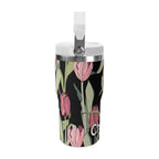 Personalised Tulips 20oz Stainless Steel Tumbler Screw On Lid With Straw Personalised 20oz Tumbler with Top Handle Globally Fulfilled Plants