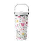 Personalised Valentine 20oz Stainless Steel Tumbler Screw On Lid With Straw Default Title Personalised 20oz Tumbler with Top Handle Love Printed Offshore