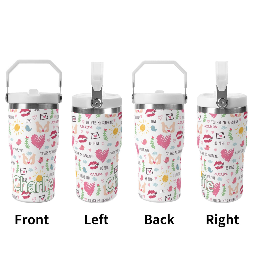 Personalised Valentine 20oz Stainless Steel Tumbler Screw On Lid With Straw Personalised 20oz Tumbler with Top Handle Love Printed Offshore