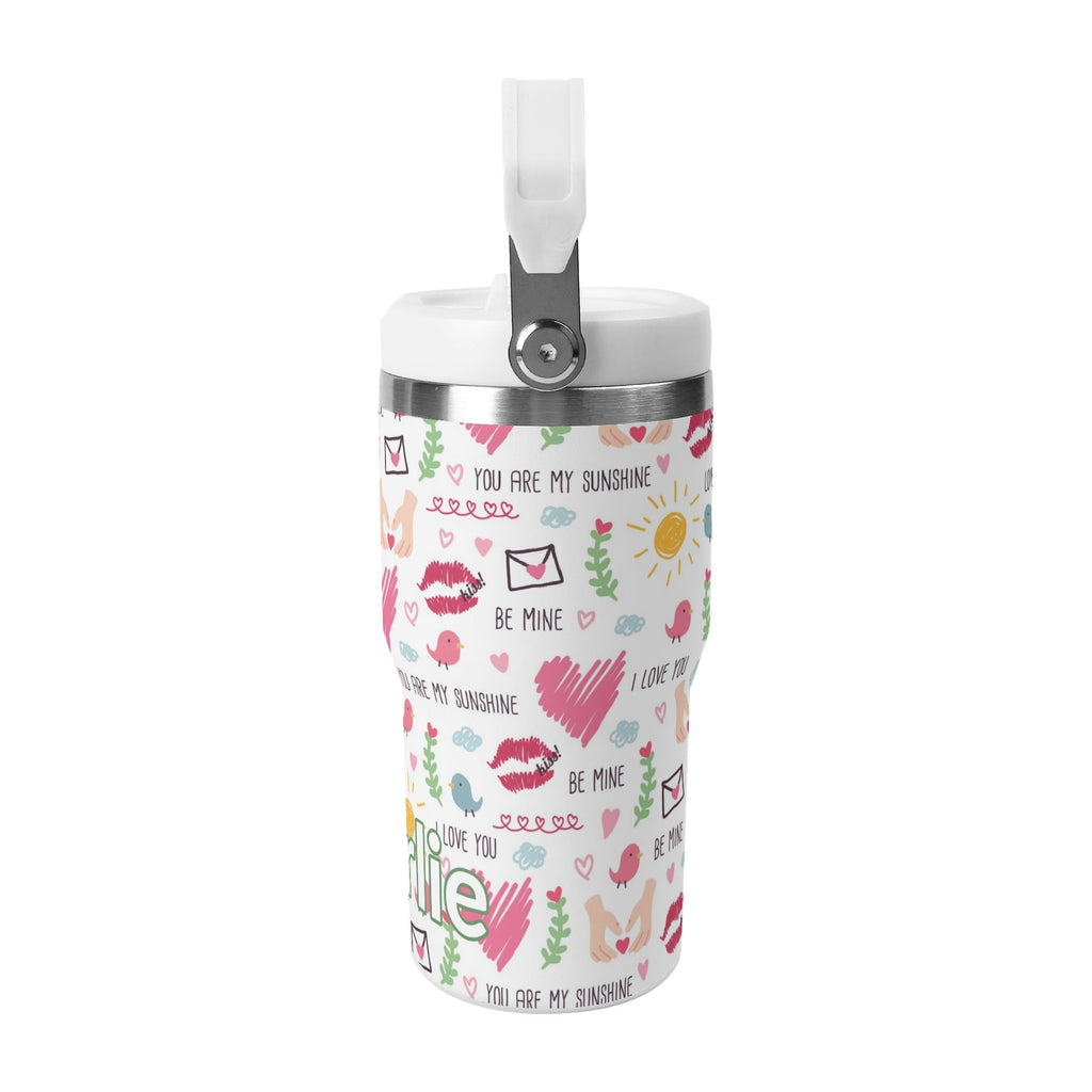 Personalised Valentine 20oz Stainless Steel Tumbler Screw On Lid With Straw Personalised 20oz Tumbler with Top Handle Love Printed Offshore