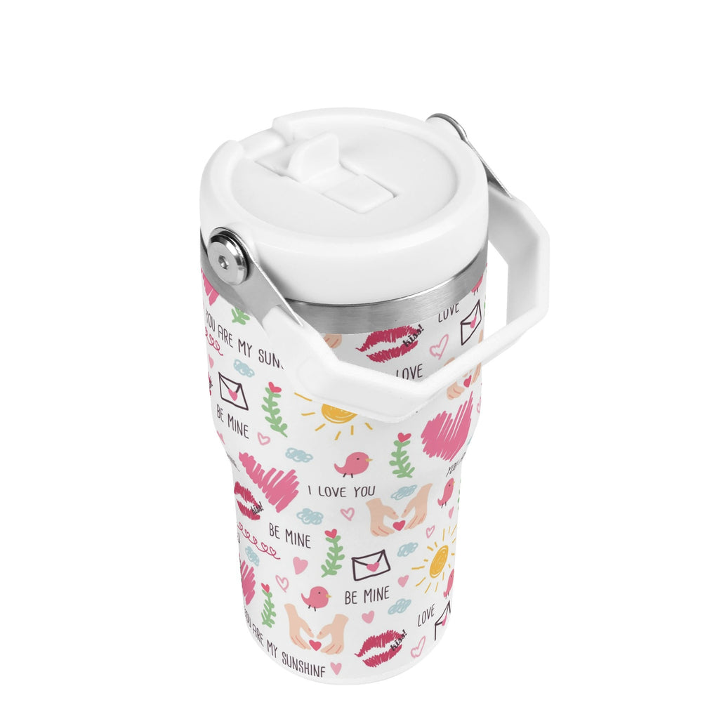 Personalised Valentine 20oz Stainless Steel Tumbler Screw On Lid With Straw Personalised 20oz Tumbler with Top Handle Love Printed Offshore