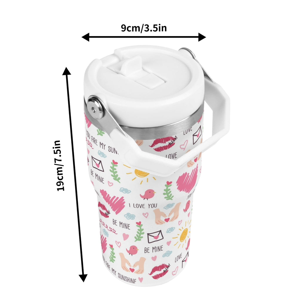 Personalised Valentine 20oz Stainless Steel Tumbler Screw On Lid With Straw Personalised 20oz Tumbler with Top Handle Love Printed Offshore
