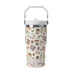 Personalised Books And Coffee 20oz Stainless Steel Tumbler Screw On Lid With Straw Default Title Personalised 20oz Tumbler with Top Handle Coffee Printed Offshore Reading
