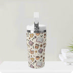 Personalised Books And Coffee 20oz Stainless Steel Tumbler Screw On Lid With Straw Personalised 20oz Tumbler with Top Handle Coffee Printed Offshore Reading