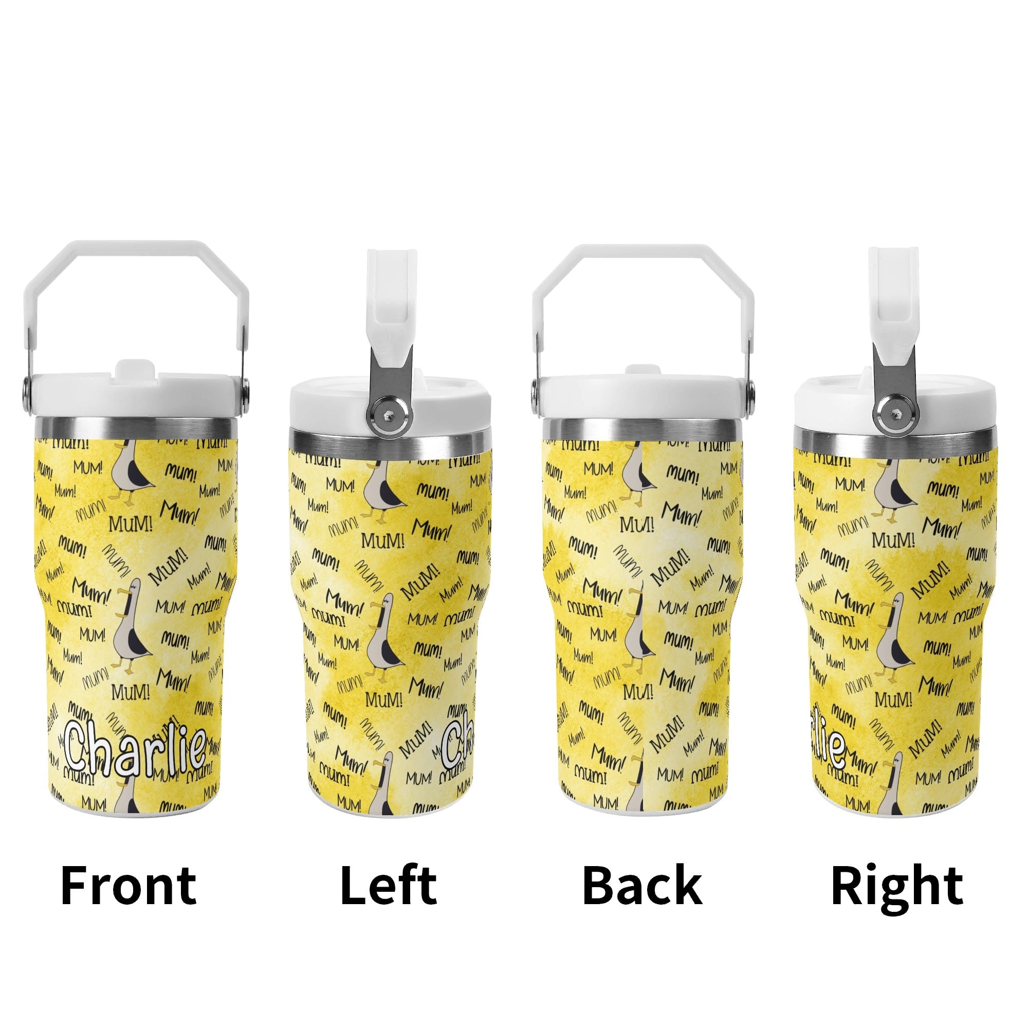 Personalised - Mum Seagulls - 20oz Stainless Steel Tumbler Screw On Lid With Straw Personalised 20oz Tumbler with Top Handle animal Mum Printed Offshore
