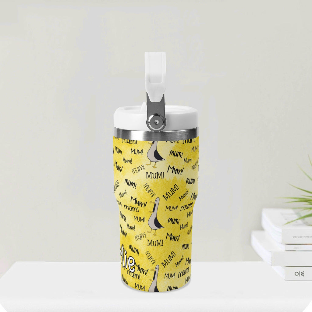 Personalised - Mum Seagulls - 20oz Stainless Steel Tumbler Screw On Lid With Straw Personalised 20oz Tumbler with Top Handle animal Mum Printed Offshore