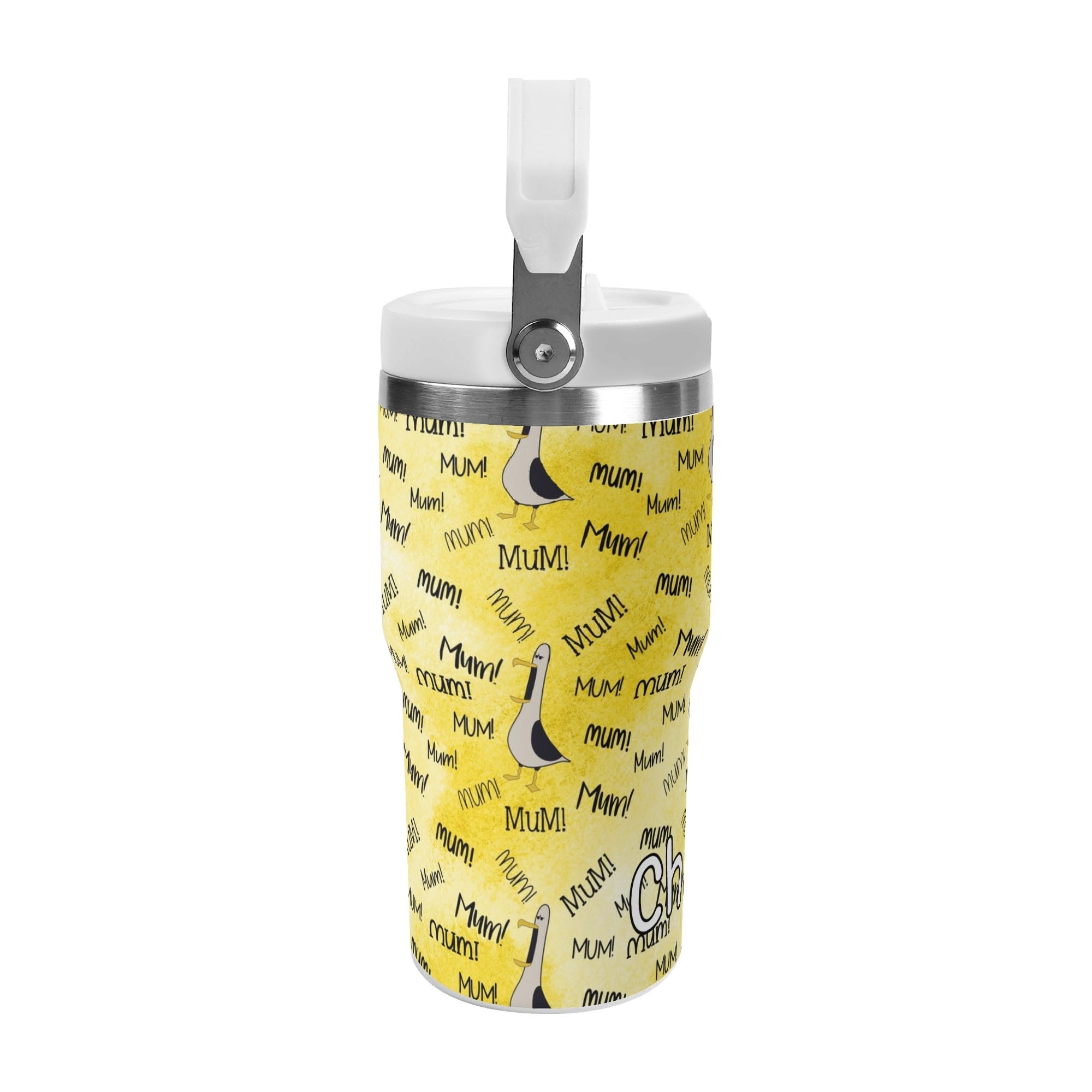 Personalised - Mum Seagulls - 20oz Stainless Steel Tumbler Screw On Lid With Straw Personalised 20oz Tumbler with Top Handle animal Mum Printed Offshore