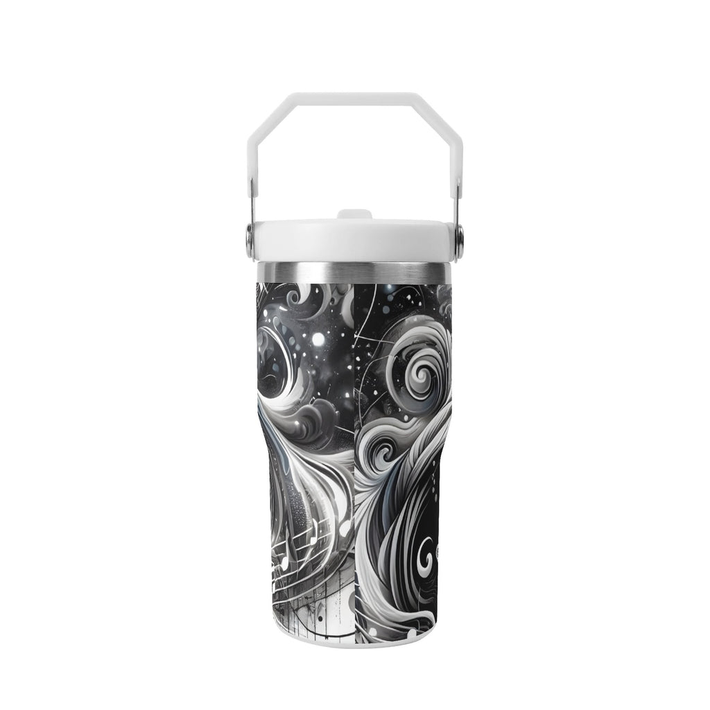 Personalised Black And White Guitar 20oz Stainless Steel Tumbler Screw On Lid With Straw Personalised 20oz Tumbler with Top Handle Music Printed Offshore