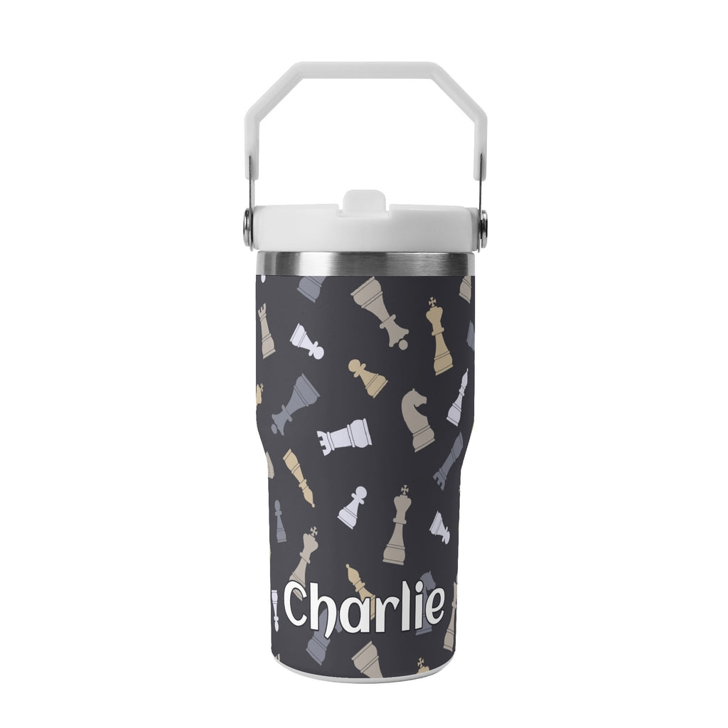 Personalised Chess Pattern 20oz Stainless Steel Tumbler Screw On Lid With Straw Default Title Personalised 20oz Tumbler with Top Handle Chess Games Printed Offshore