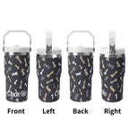 Personalised Chess Pattern 20oz Stainless Steel Tumbler Screw On Lid With Straw Personalised 20oz Tumbler with Top Handle Chess Games Printed Offshore