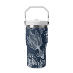 Personalised Blue Fish 20oz Stainless Steel Tumbler Screw On Lid With Straw Default Title Personalised 20oz Tumbler with Top Handle animal Printed Offshore
