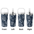 Personalised Blue Fish 20oz Stainless Steel Tumbler Screw On Lid With Straw Personalised 20oz Tumbler with Top Handle animal Printed Offshore