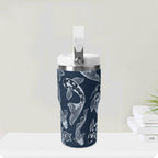 Personalised Blue Fish 20oz Stainless Steel Tumbler Screw On Lid With Straw Personalised 20oz Tumbler with Top Handle animal Printed Offshore