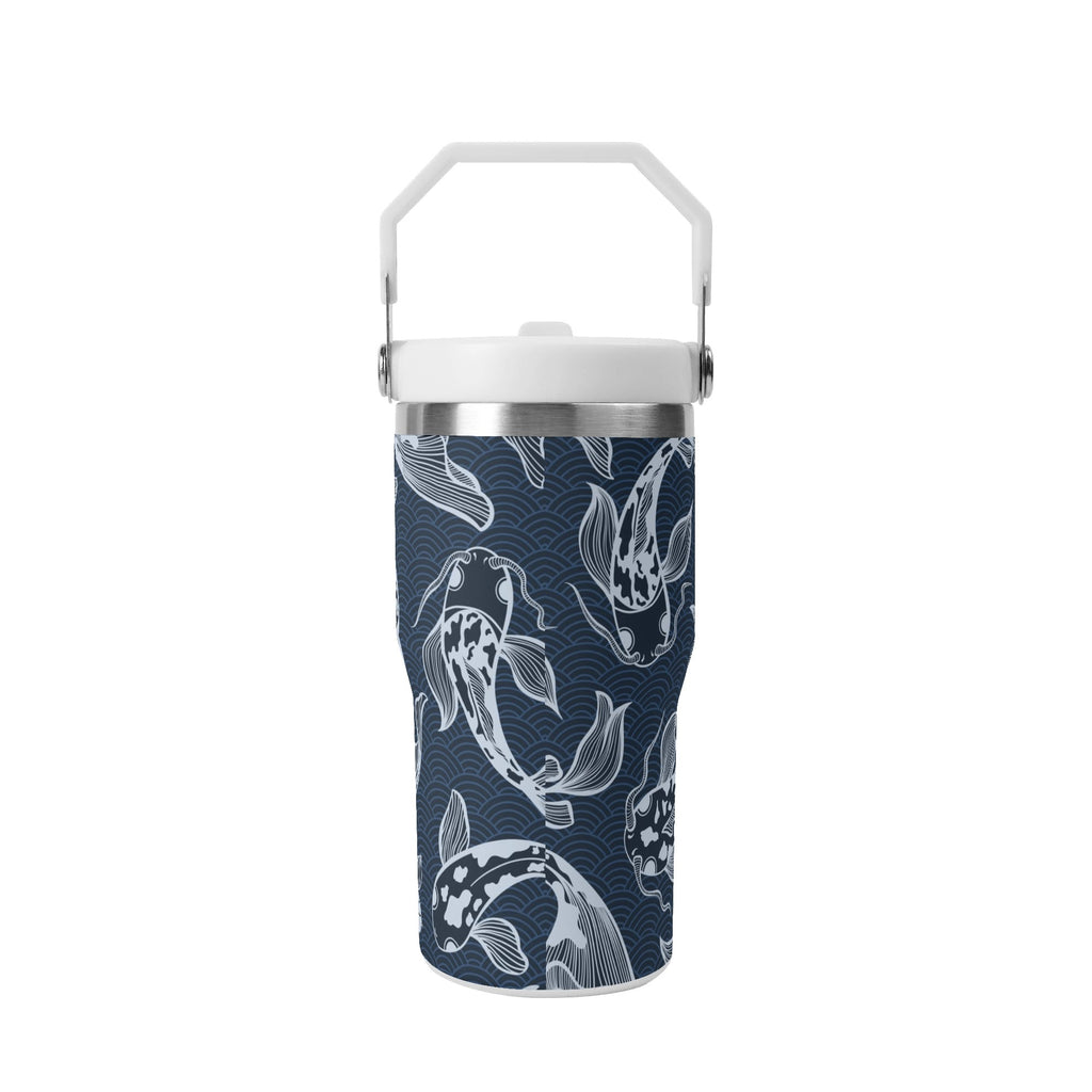 Personalised Blue Fish 20oz Stainless Steel Tumbler Screw On Lid With Straw Personalised 20oz Tumbler with Top Handle animal Printed Offshore