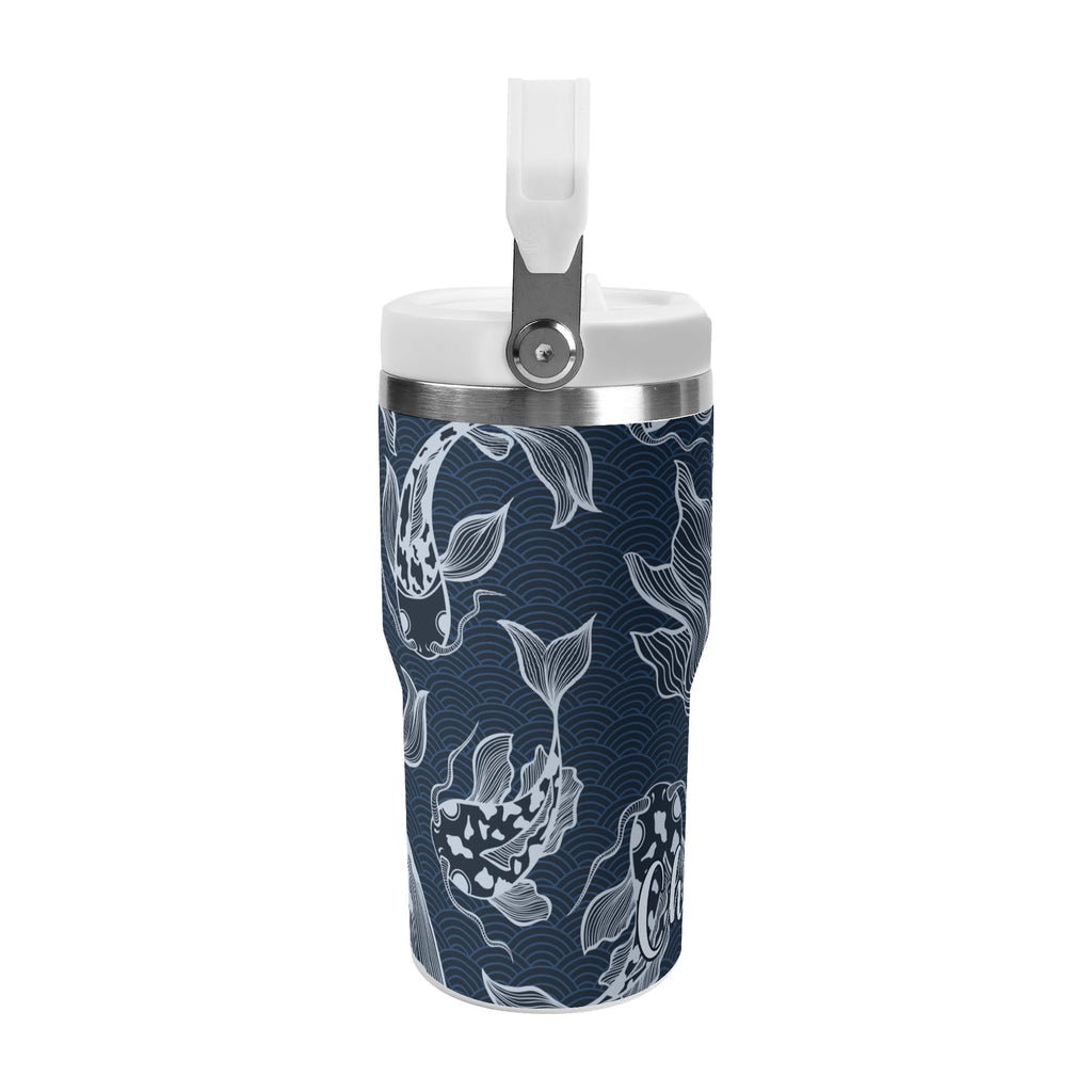 Personalised Blue Fish 20oz Stainless Steel Tumbler Screw On Lid With Straw Personalised 20oz Tumbler with Top Handle animal Printed Offshore