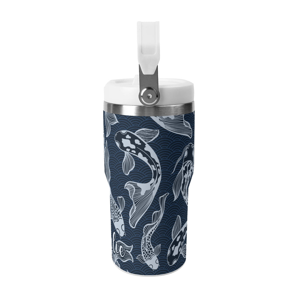 Personalised Blue Fish 20oz Stainless Steel Tumbler Screw On Lid With Straw Personalised 20oz Tumbler with Top Handle animal Printed Offshore
