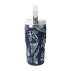 Personalised Blue Fish 20oz Stainless Steel Tumbler Screw On Lid With Straw Personalised 20oz Tumbler with Top Handle animal Printed Offshore