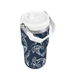 Personalised Blue Fish 20oz Stainless Steel Tumbler Screw On Lid With Straw Personalised 20oz Tumbler with Top Handle animal Printed Offshore