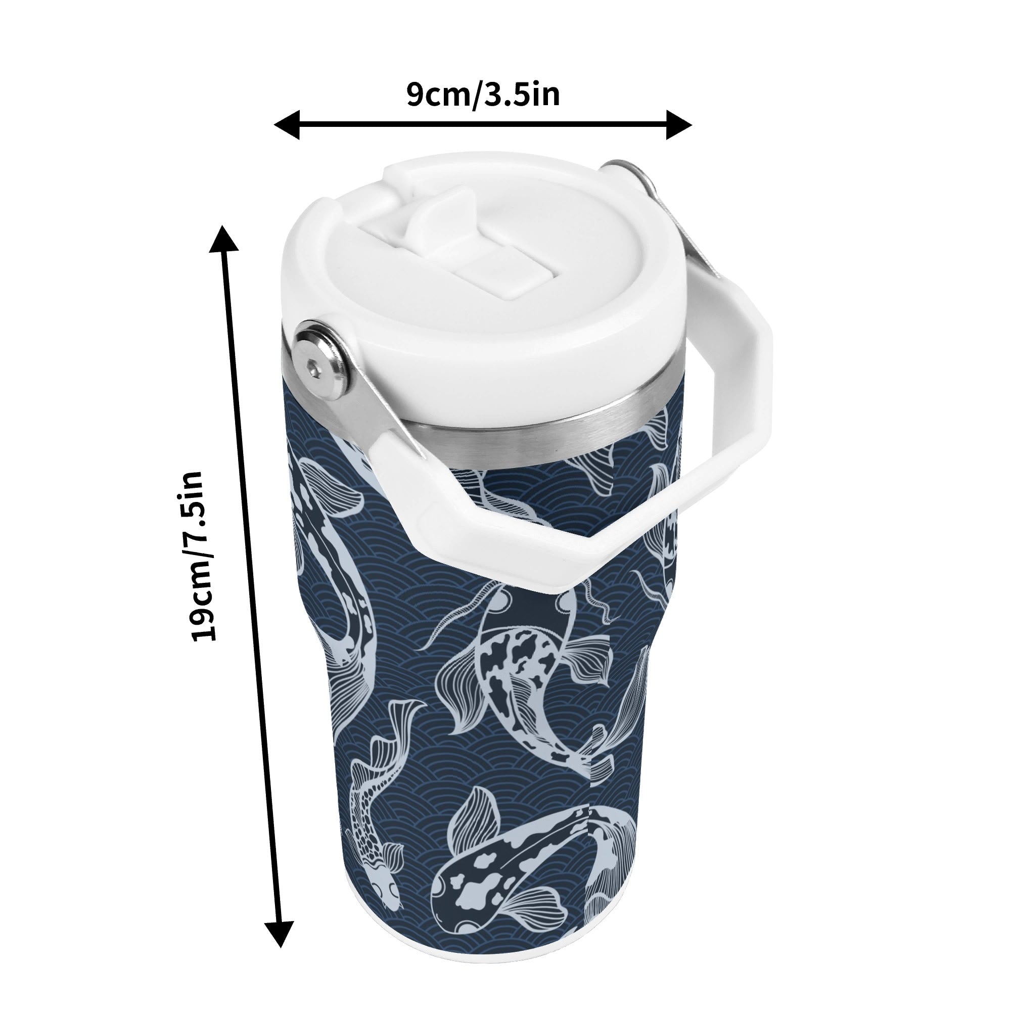 Personalised Blue Fish 20oz Stainless Steel Tumbler Screw On Lid With Straw Personalised 20oz Tumbler with Top Handle animal Printed Offshore