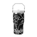 Personalised Black And White Floral 20oz Stainless Steel Tumbler Screw On Lid With Straw Default Title Personalised 20oz Tumbler with Top Handle Printed Offshore