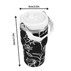 Personalised Black And White Floral 20oz Stainless Steel Tumbler Screw On Lid With Straw Personalised 20oz Tumbler with Top Handle Printed Offshore