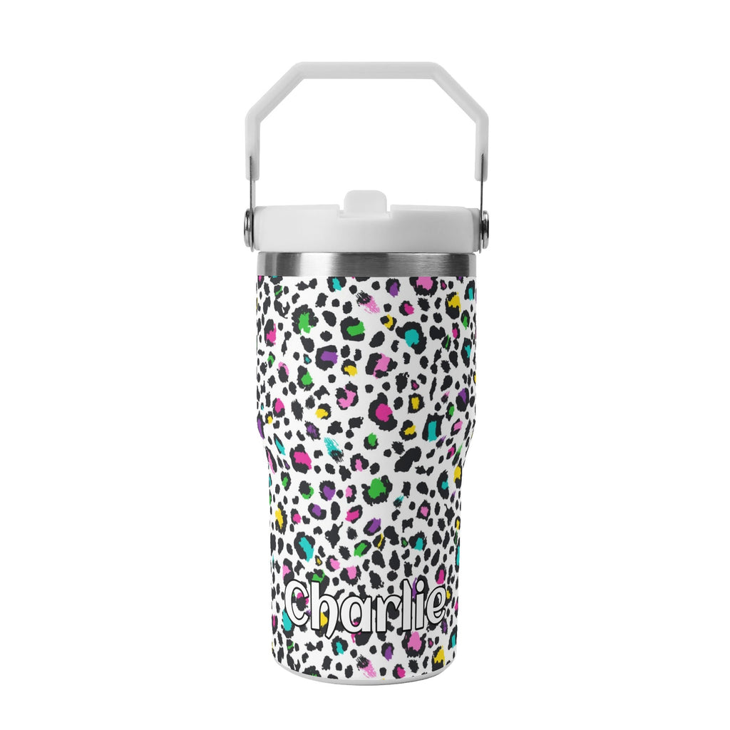 Personalised Animal Print In Colour 20oz Stainless Steel Tumbler Screw On Lid With Straw Default Title Personalised 20oz Tumbler with Top Handle Printed Offshore
