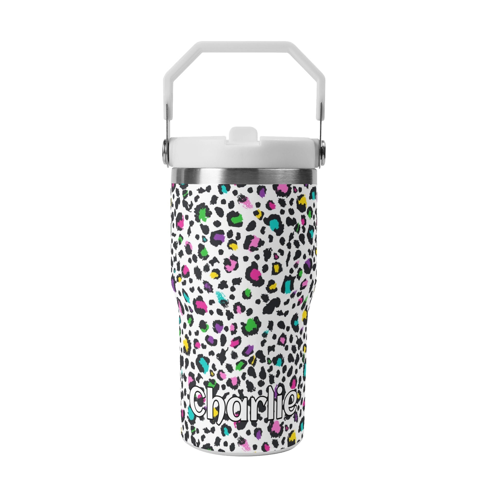 Personalised Animal Print In Colour 20oz Stainless Steel Tumbler Screw On Lid With Straw Default Title Personalised 20oz Tumbler with Top Handle Printed Offshore
