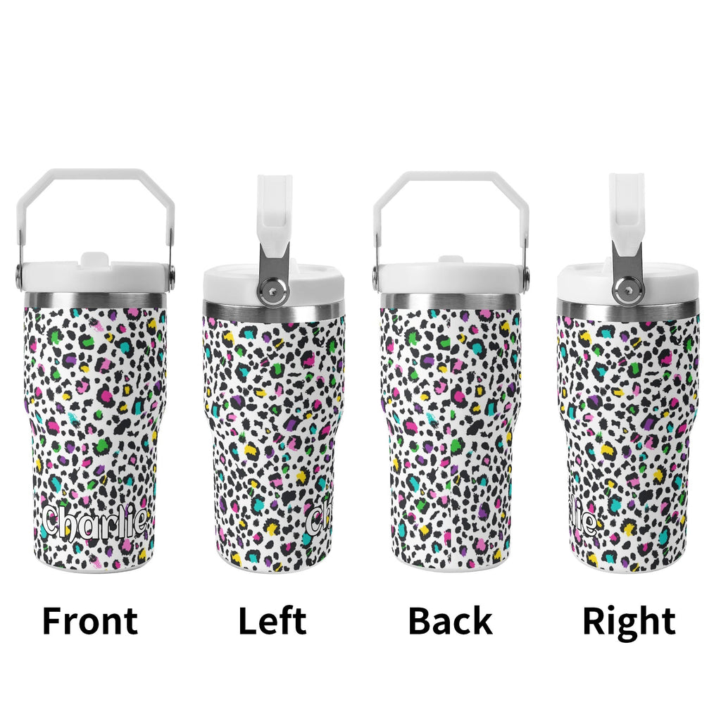 Personalised Animal Print In Colour 20oz Stainless Steel Tumbler Screw On Lid With Straw Personalised 20oz Tumbler with Top Handle Printed Offshore