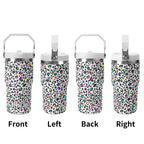 Personalised Animal Print In Colour 20oz Stainless Steel Tumbler Screw On Lid With Straw Personalised 20oz Tumbler with Top Handle Printed Offshore