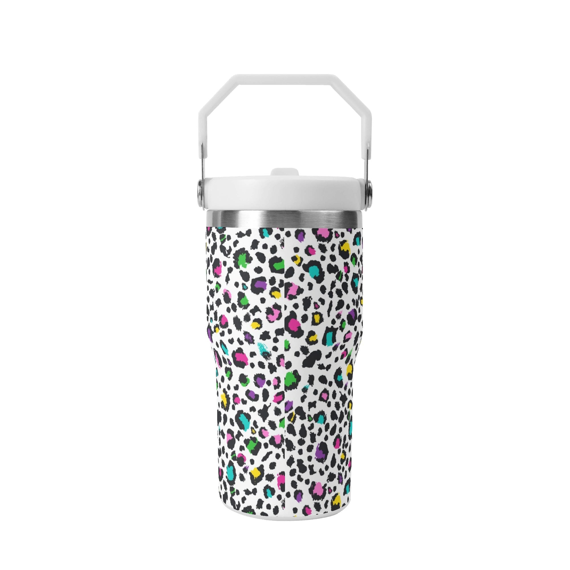 Personalised Animal Print In Colour 20oz Stainless Steel Tumbler Screw On Lid With Straw Personalised 20oz Tumbler with Top Handle Printed Offshore